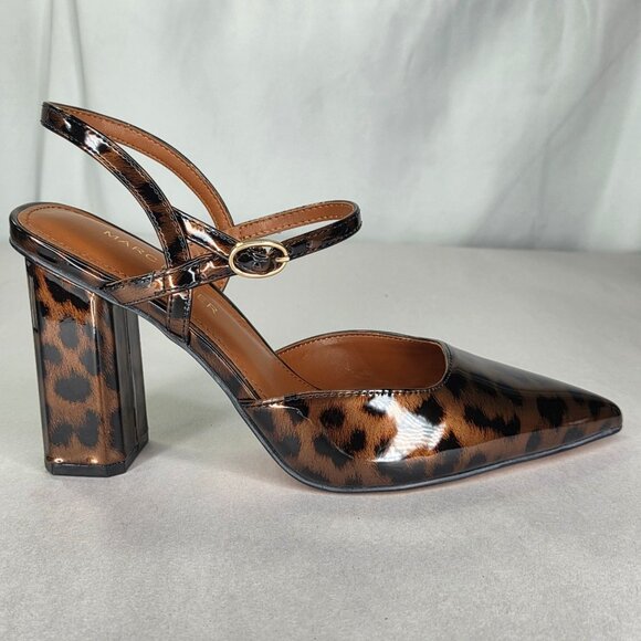 NWT Marc Fisher Women's Doster Block Heel Pumps - Leopard Patent - Picture 2 of 7